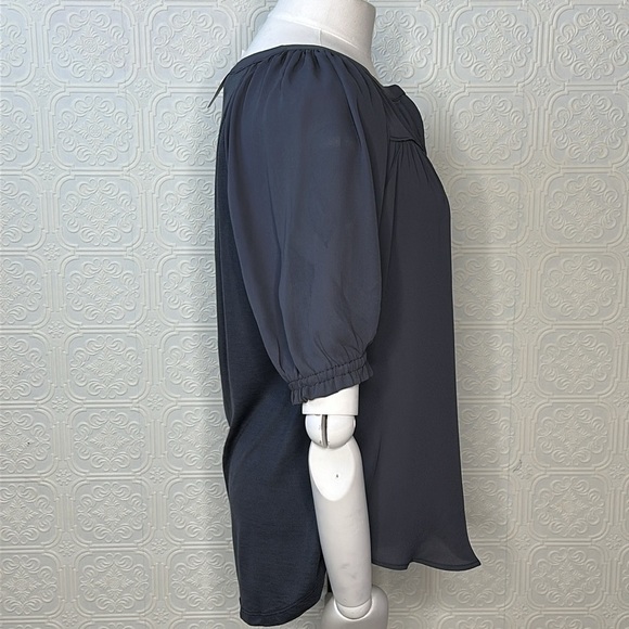 LOFT | Split Neck Mixed Media Top - Picture 5 of 11